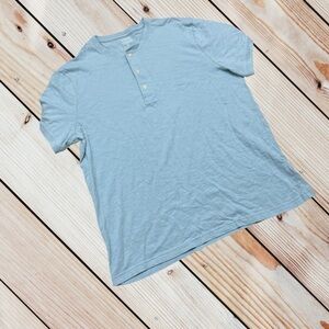 J. Crew L light blue slub cotton Henley tee